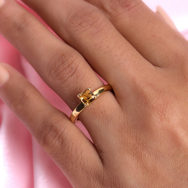 Citrin Solit&auml;r-Ring, 925 Silber vergoldet  ca. 0,68 ct image number 3
