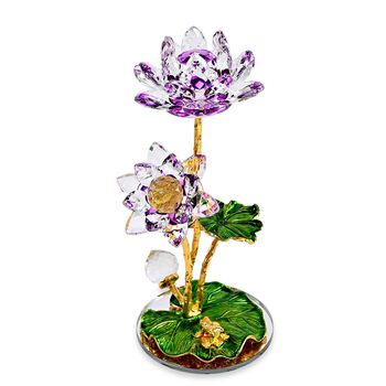 Kristall Lotus Bl&uuml;te, 18 x 7,5 cm, Lila