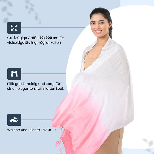 Ombre-Schal mit Quasten aus Poly-Seide-Modal, 70x200 cm, Pfirsich image number 4