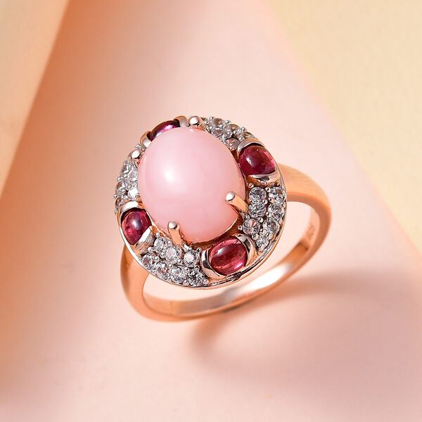 Peruanischer rosa Opal, Rhodolith Granat und Zirkon-Ring - 4,24 ct. image number 2