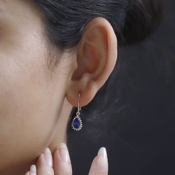 AAA Tansanit und Diamant Ohrringe - 2,10 ct. image number 2