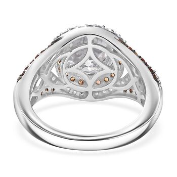 D'Joy 100 Facetten Moissanit, Roter Saphir Ring 925 Silber rhodiniert (Gr&ouml;&szlig;e 18.00) ca. 4.03 ct