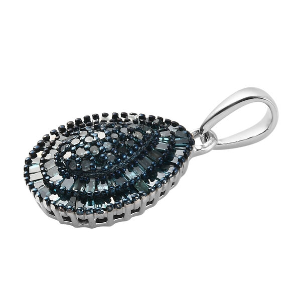 Blauer Diamant Anh&auml;nger 925 Silber platiniert ca. 0,50 ct image number 4