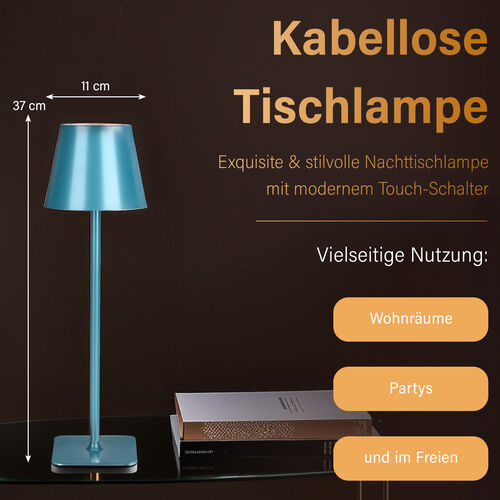 Kabellose Tischlampe mit Touch-Steuerung, blau image number 1