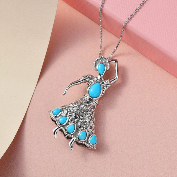 Sleeping Beauty T&uuml;rkis Anh&auml;nger mit Kette - 1,72 ct. image number 3