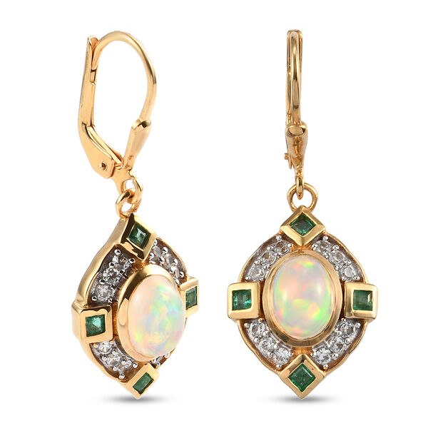 &Auml;thiopischer Opal, Smaragd und Zirkon Ohrh&auml;nger in Silber image number 4