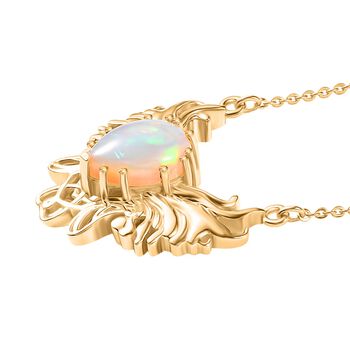 D'Joy AA Nat&uuml;rlicher, &auml;thiopischer Welo Opal Halskette ca. 50 cm 925 Silber 750 Gelbgold Vermeil ca. 1.39 ct