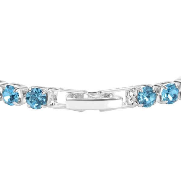 Blaue Kristall-Ohrringe mit Armband, reines Messing image number 4