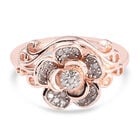 Diamant Blumen Ring 925 Silber Roségold Vermeil (Größe 16.00) ca. 0,20 ct