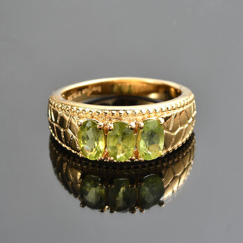 Peridot Ring 316L Edelstahl vergoldet (Gr&ouml;&szlig;e 18.00) ca. 1.52 ct