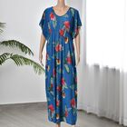 Kurzärmeliges, tailliertes und luftiges Kaftankleid, Größe: 27x132cm, blau