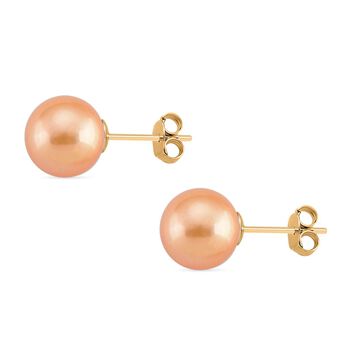 D'Joy Pfirsich Edison Perle (9-11 mm) Ohrringe 925 Silber vergoldet