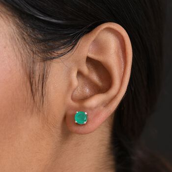 D'Joy Smaragd Triplett Quarz Ohrringe, 925 Silber platiniert - 2 ct.