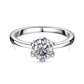 Moissanit Ring, 925 Silber platiniert, ca. 0,93 ct