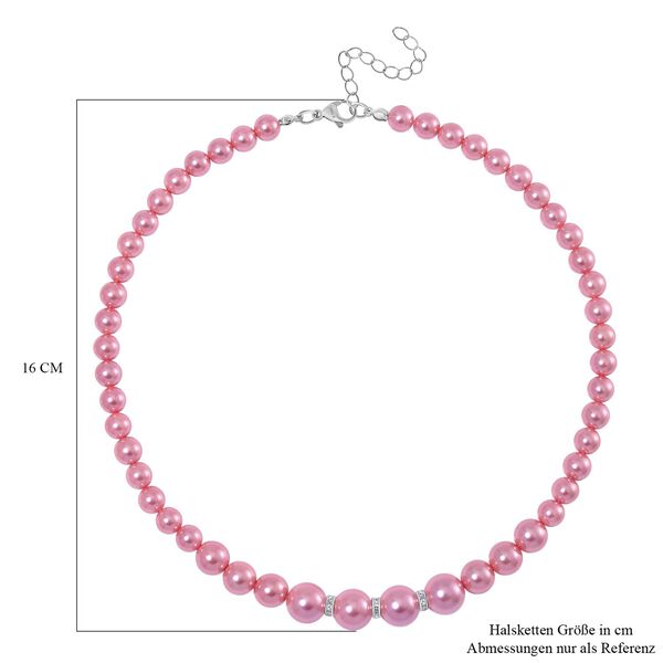 Rosa Muschelkernperlen und wei&szlig;e Kristall, 45+5 cm image number 6