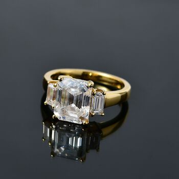 Moissanit Ring 925 Silber 750 Gelbgold Vermeil (Gr&ouml;&szlig;e 17.00) ca. 4,03 ct