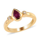 Fissure gefüllt Rubin und Zirkon Ring 925 Silber vergoldet (Größe 18.00) ca. 1,24 ct image number 3