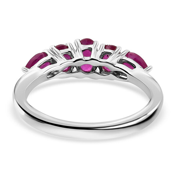 Fissure gefüllt Rubin 5 Stein Ring 925 Silber Platin-Überzug image number 6