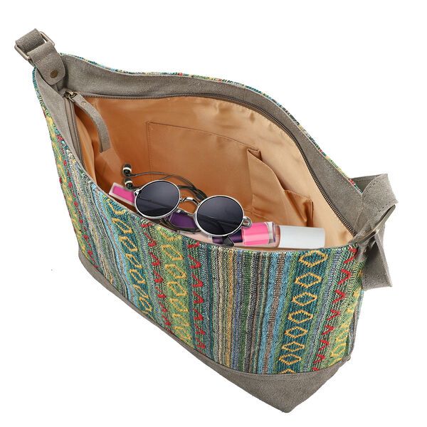 Umhängetasche aus 100% Echtleder, Grün image number 6