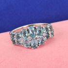 Blauer Apatit und Zirkon Cluster Ring 925 Silber Platin-Überzug image number 3