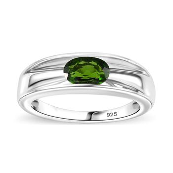 Nat&uuml;rlicher Chromdiopsid Ring 925 Silber platiniert (Gr&ouml;&szlig;e 18.00) ca. 0,85 ct
