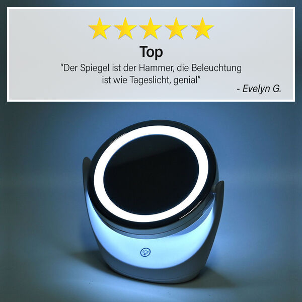Kosmetikspiegel mit LED Beleuchtung, wiederaufladbarer Akku, Wei&szlig; image number 2