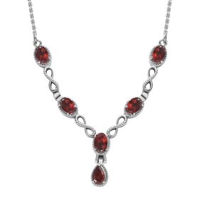 Rote Granat Halskette, ca. 45 cm, Edelstahl ca. 3.44 ct