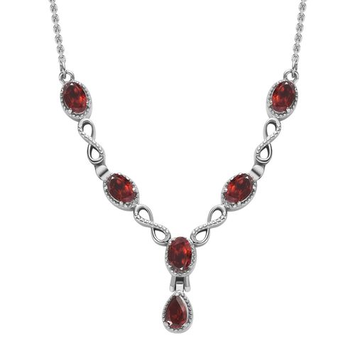 Rote Granat Halskette, ca. 45 cm, Edelstahl ca. 3.44 ct image number 0