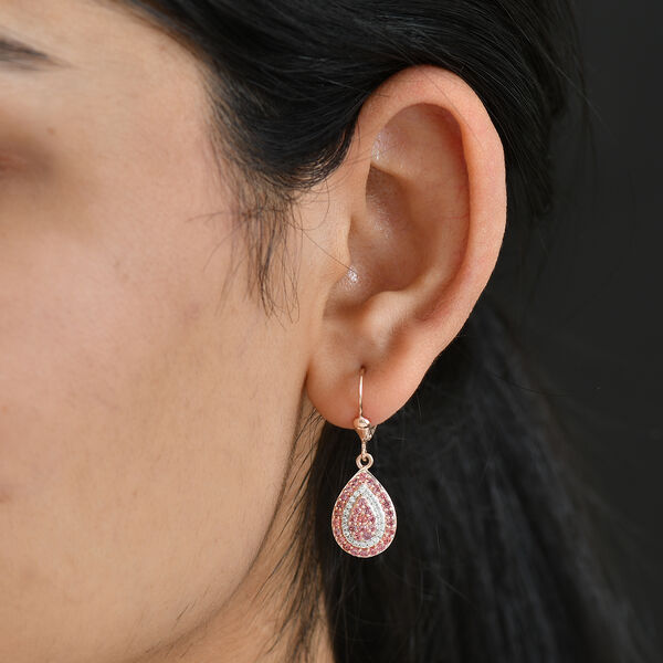 D'Joy AAA Padparadscha Saphir und Zirkon Ohrringe - 1,79 ct. image number 3