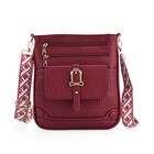Elegante Umhängetasche aus feinem Lederimitat mit Mehrfachfächern, 24x27 cm, Bordeauxrot