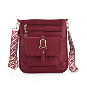 Elegante Umhängetasche aus feinem Lederimitat mit Mehrfachfächern, 24x27 cm, Bordeauxrot Elegante Umhängetasche aus feinem Lederimitat mit Mehrfachfächern, 24x27 cm, Bordeauxrot