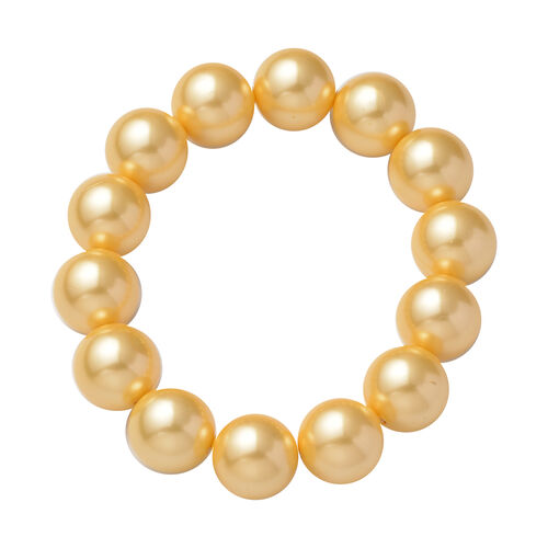Flexibles Muschelkernperlen-Armband, ca. 19 cm, goldfarben image number 0