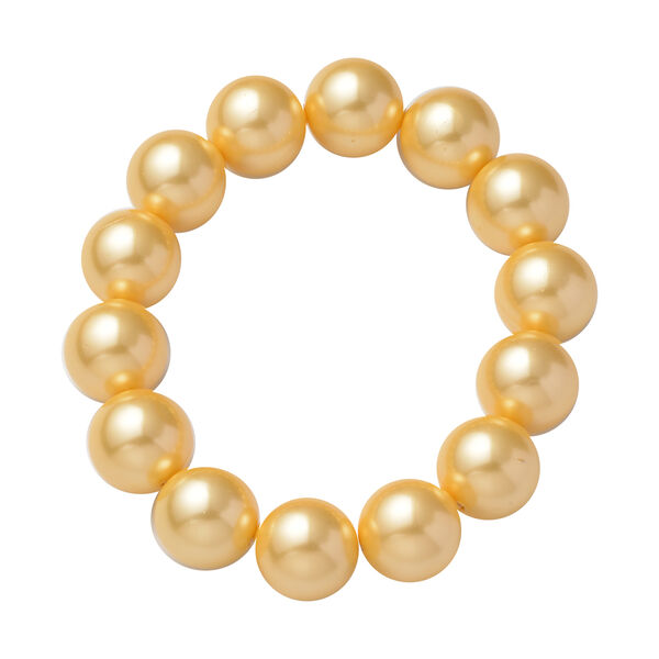 Flexibles Muschelkernperlen-Armband, ca. 19 cm, goldfarben