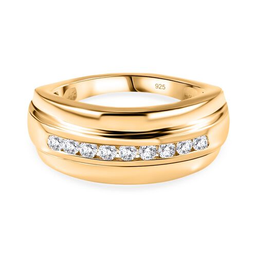 Moissanit Ring 925 Silber 750 Gelbgold Vermeil (Größe 17.00) ca. 0,55 ct image number 0