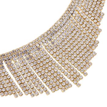 Kristall-Wasserfall-Design Halskette, ca. 40.5 cm, goldfarben