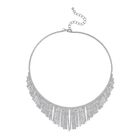 Kristall-Wasserfall-Design Halskette, ca. 40.5 cm, silberfarben