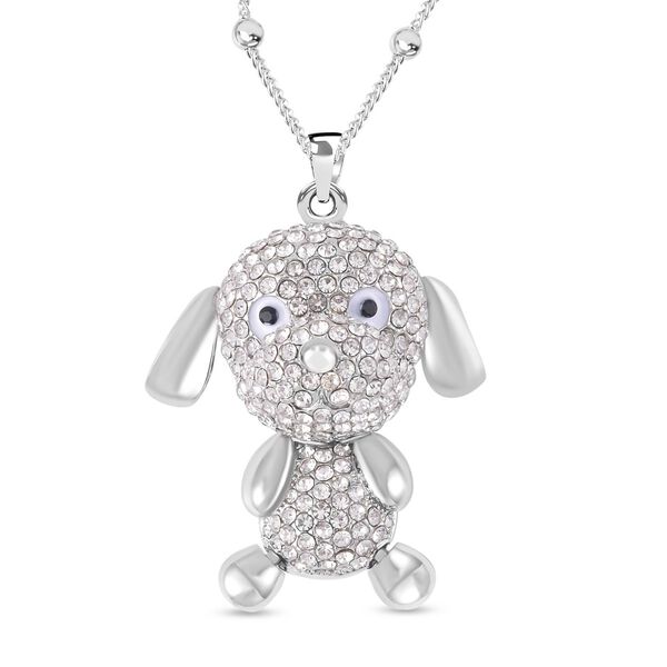 Schwarzer und wei&szlig;er Kristall-Kaninchen-Anh&auml;nger mit 73cm Kette