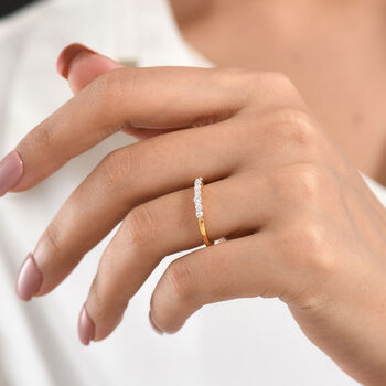 D'Joy SI-GH Labor Diamant Ring, 925 Silber 750 Gelbgold Vermeil - 0,25 ct.