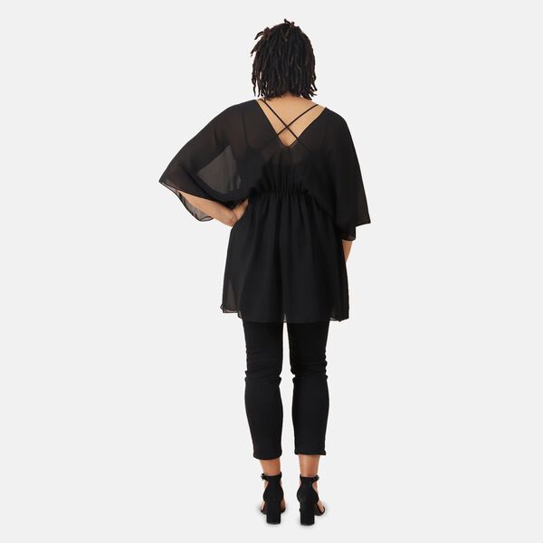 V-Ausschnitt Chiffon Top, Schwarz image number 2