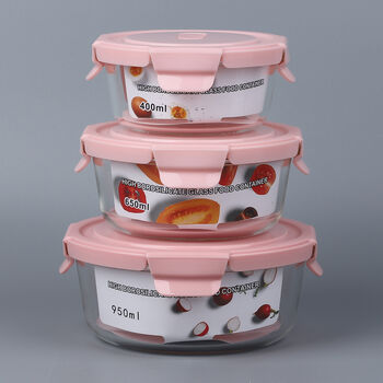 3er-Set Runde Glas Aufbewahrungsbox