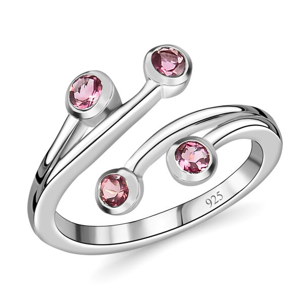 Rosa Turmalin Bypass Ring 925 Silber platiniert  ca. 0,38 ct image number 4
