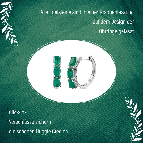 Smaragd Quarz Triplett Huggie Ohrringe image number 7
