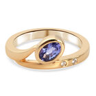 Tansanit und Zirkon Ring 925 Silber Gelbgold Vermeil (Größe 16.00) ca. 0,54 ct
