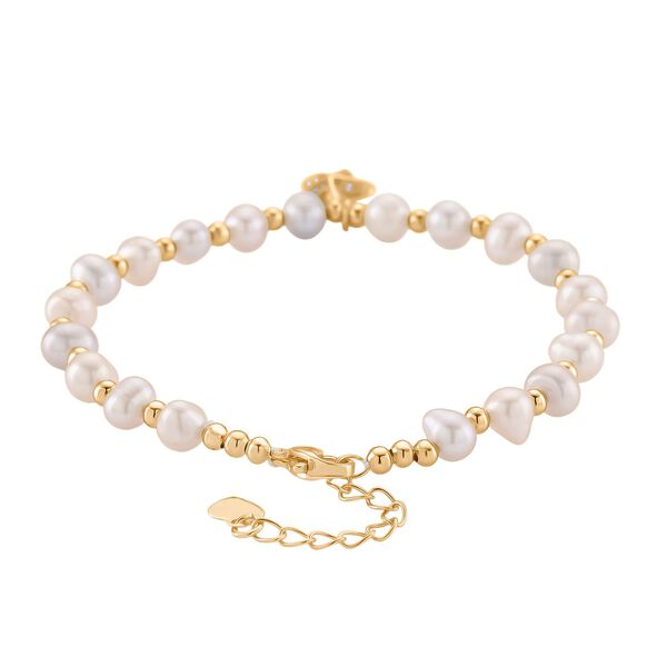 Mehrfarbige S&uuml;&szlig;wasser Perle (4-5 mm), Zirkonia Armband ca. 19cm + 5cm Extender, Nickelfreies Messing Ros&eacute;gold Vermeil image number 4