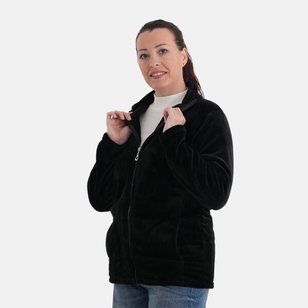 LA MAREY Jacke aus Samt mit Rei&szlig;verschluss, Gr&ouml;&szlig;e S/M, Schwarz image number 3