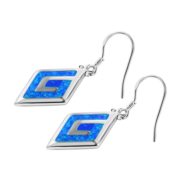 Synthetische Kristall blaue Opal-Ohrringe - 5 ct. image number 3