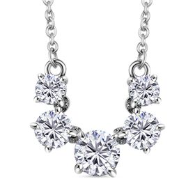Moissanit 45cm Halskette, 925 Silber 750 rhodiniert - 2,14 ct.