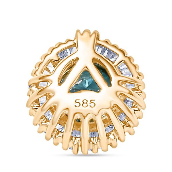 AAA Blauer Zirkon, Weißer Diamant Anhänger 585 Gold ca. 1,59 ct. image number 4