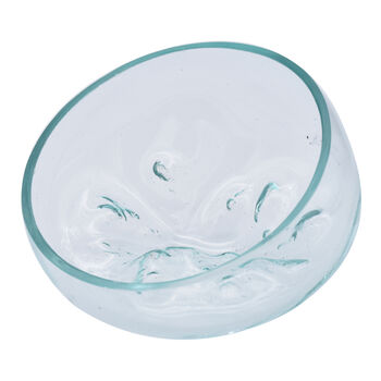 Jardin de Bali: Mundgeblasen Glassch&uuml;ssel auf Naturholz