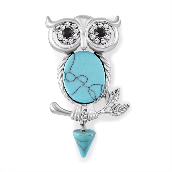 Blauer Howlit, Schwarzer Kristall Brosche